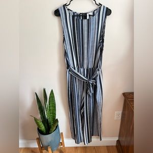 ELLE - Striped Wide Leg Sleeveless Jumpsuit